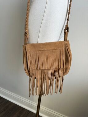 American Eagle Genuine Leather Suede Crossbody Bag Fringe Western Hippie Boho
